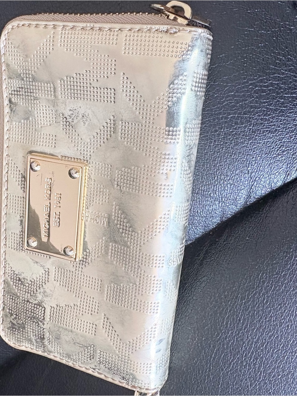 Michael Kors Metallic Gold Embossed Zip Wallet